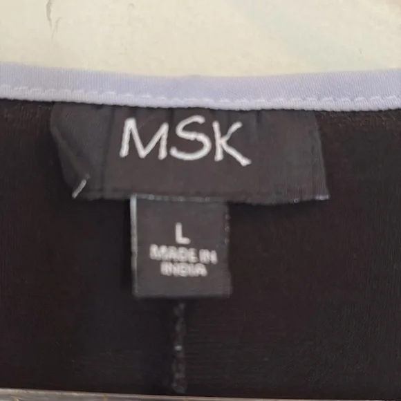 MSK Contemporary Mod Squad Black Striped 3/4 Sleeves Shift Dress Size Large - Picture 2 of 8